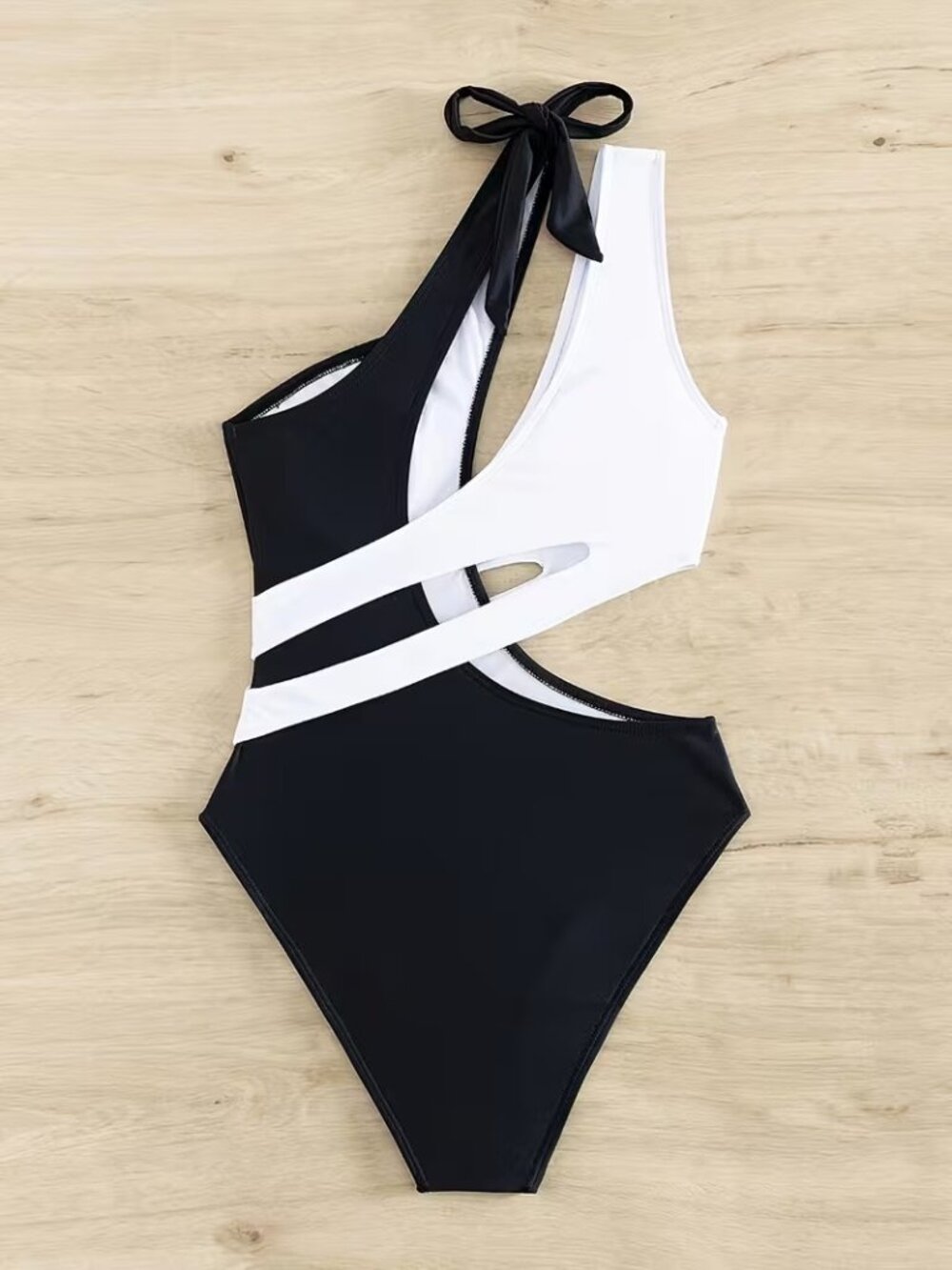 Color Block Cut One-Shoulder One-Piece Swimsuit - Picture 3 of 6